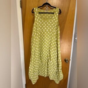 Collete Hayman Linen Lime Green Polka Dot Maxi Dress